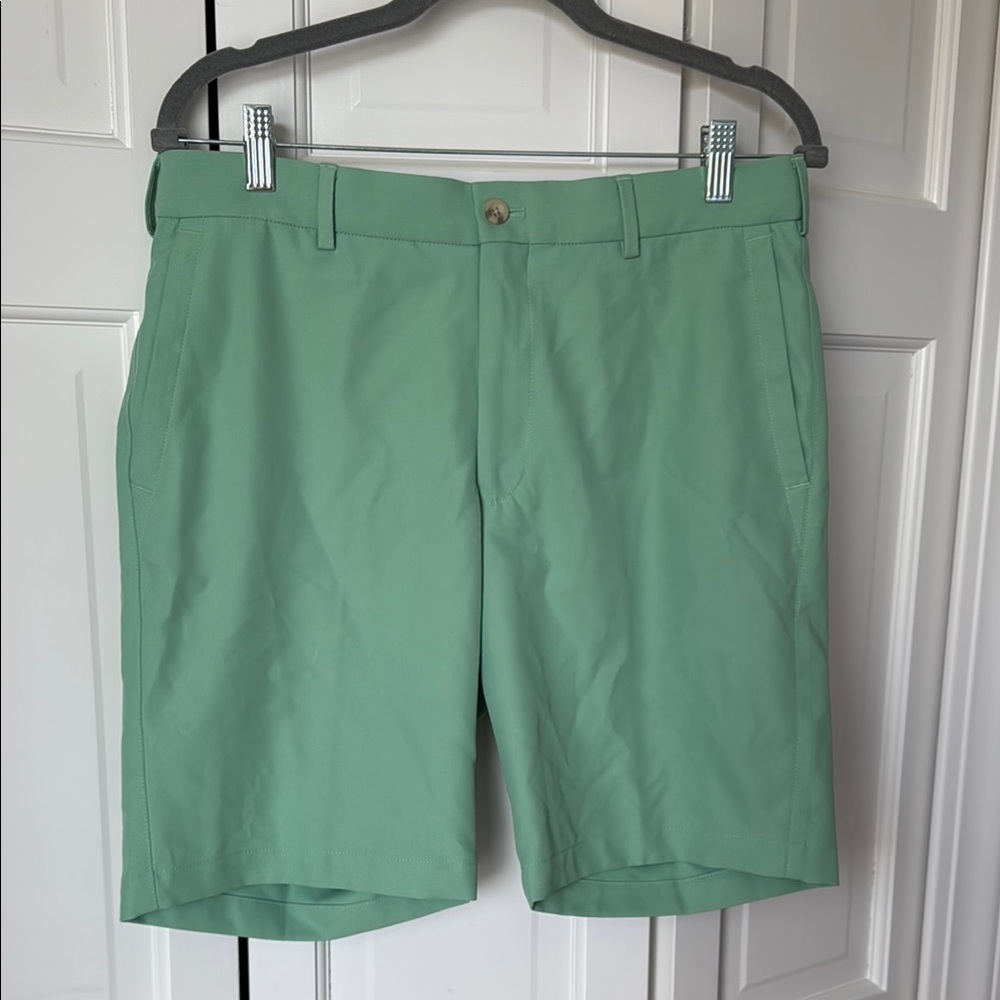 Peter Millar Green Flat Front Tailored Shorts